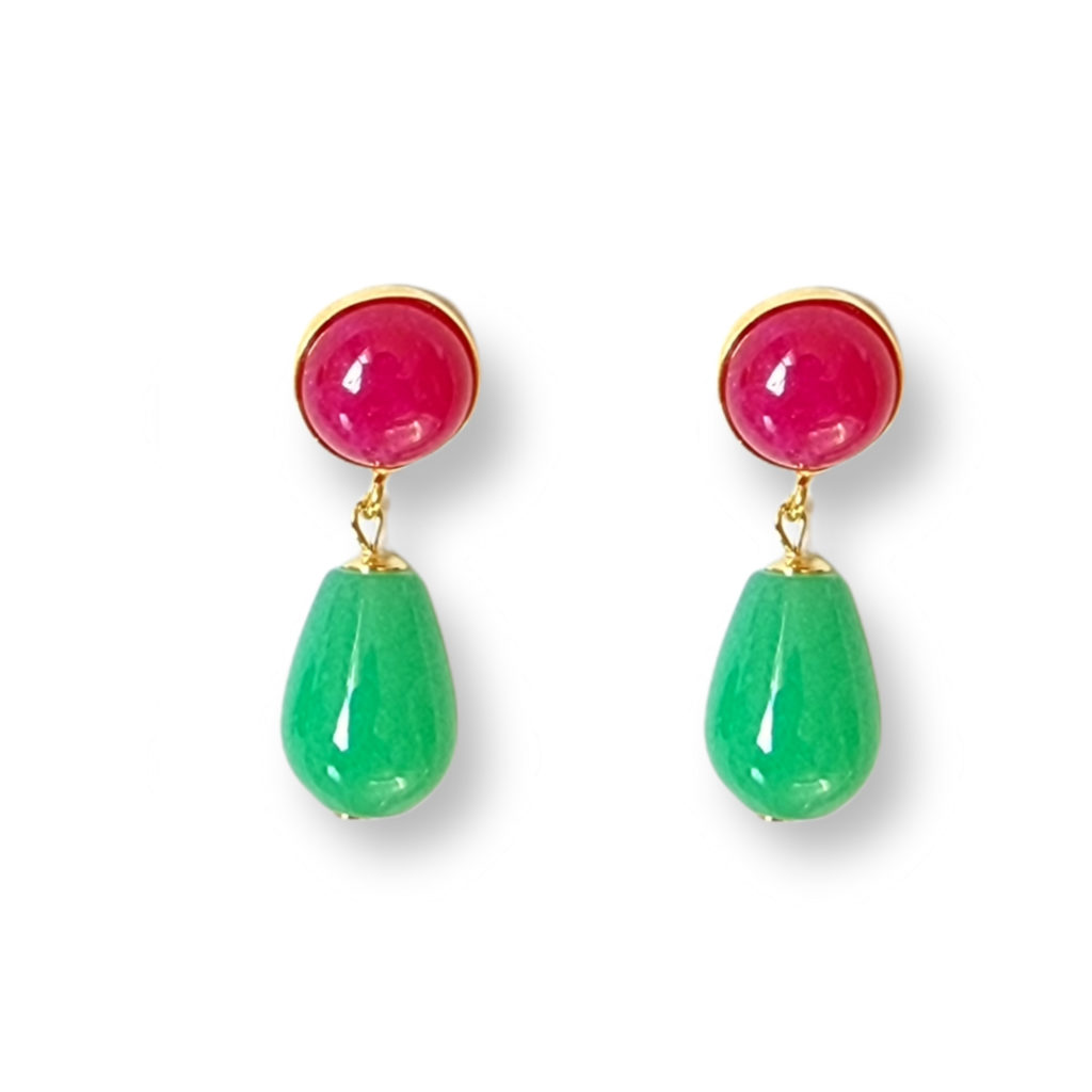 Tolle Ohrringe mit pinker Jade, Ohrringe Teresa von Schmuckatelier Kart