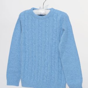 Maedchen Pullover Mittelblau Wolle von