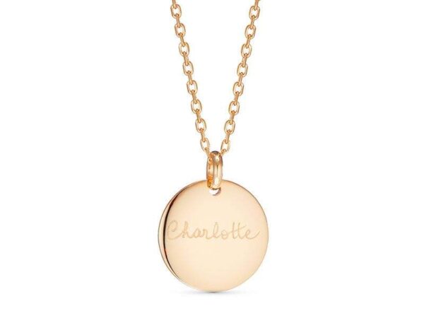 merci maman personalised mother necklace gold plated signature disc necklace packshot 1